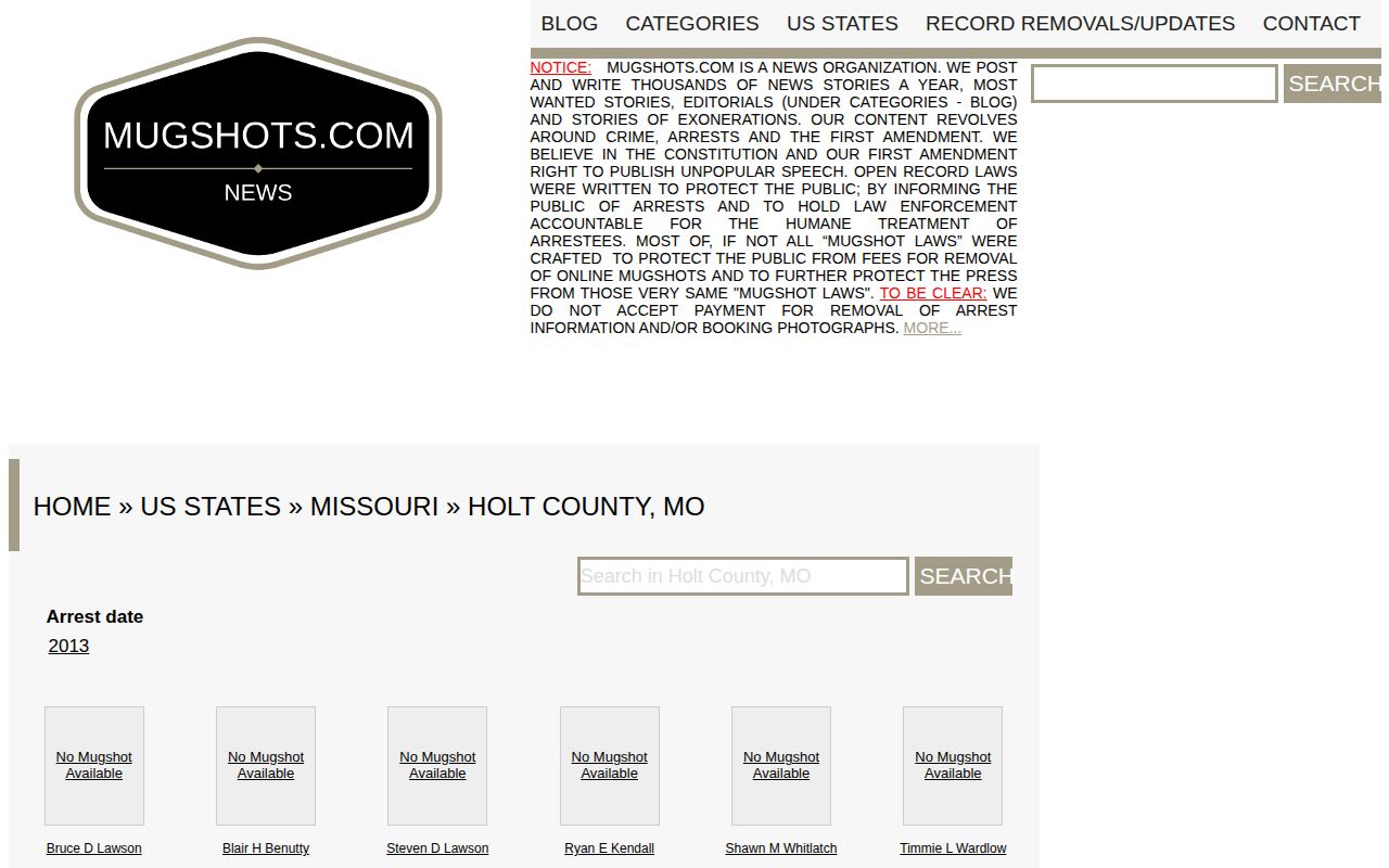 Holt County crime news unofficial Mugshots.com contextual county landing page
