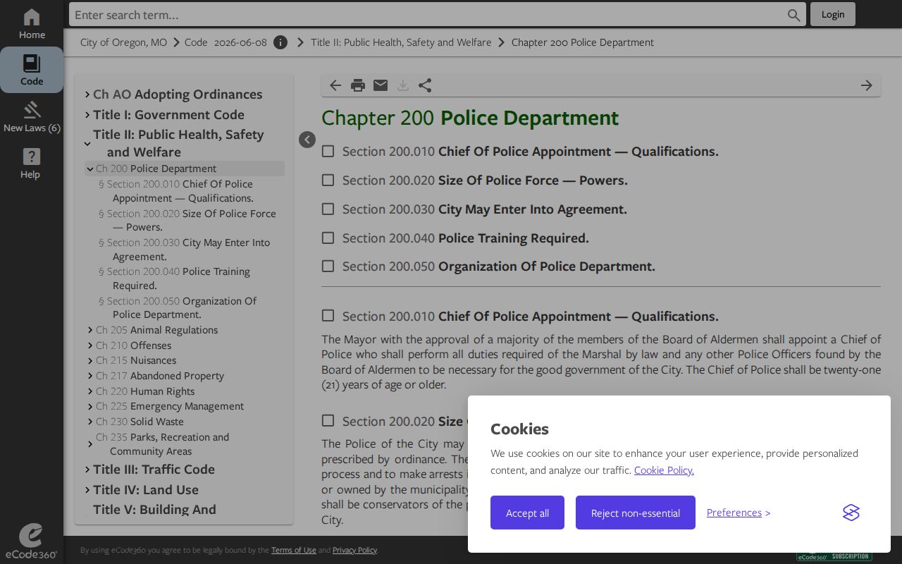 Holt County Oregon Police Department ordinance record source